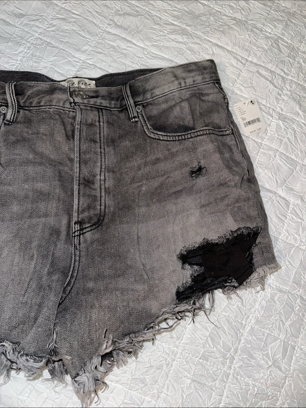 Gray Distressed Denim Women's Shorts